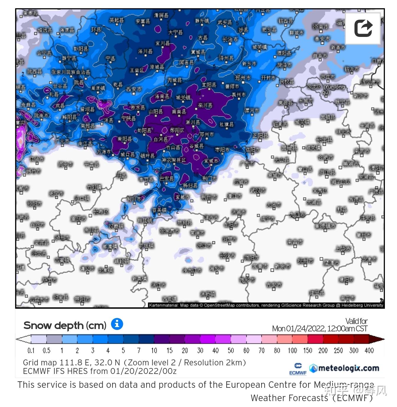 全国雨雪天气(1一7天天气降雨预报图)